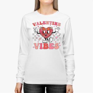 Groovy Checkered Valentine Vibes Valentines Day Girls Womens Longsleeve Tee 2 2