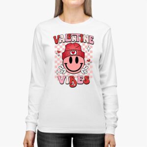 Groovy Checkered Valentine Vibes Valentines Day Girls Womens Longsleeve Tee 2 3