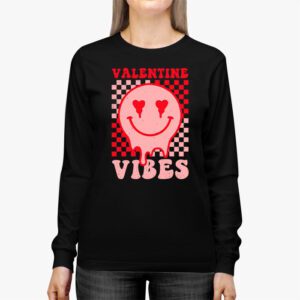 Groovy Checkered Valentine Vibes Valentines Day Girls Womens Longsleeve Tee 2