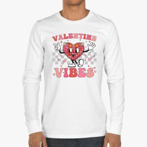 Groovy Checkered Valentine Vibes Valentines Day Girls Womens Longsleeve Tee 3 2