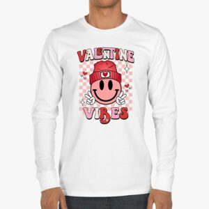 Groovy Checkered Valentine Vibes Valentines Day Girls Womens Longsleeve Tee 3 3