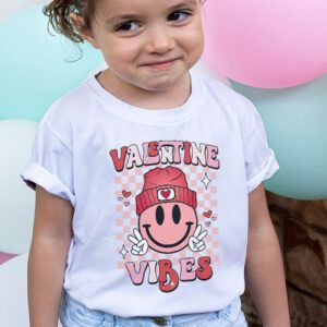 Groovy Checkered Valentine Vibes Valentines Day Girls Womens T Shirt 2 3