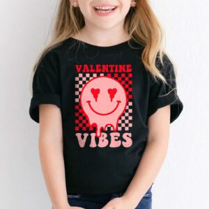 Groovy Checkered Valentine Vibes Valentines Day Girls Womens T Shirt 2