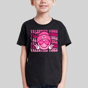 Groovy Checkered Valentine Vibes Valentines Day Girls Womens T Shirt 3 1