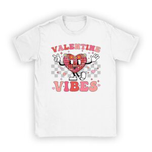 Groovy Checkered Valentine Vibes Valentines Day Girls Womens T-Shirt