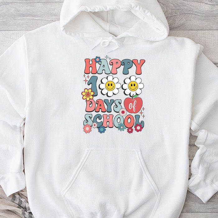 Groovy-Teacher-Student-100th-Day-Of-School-Happy-100-Days-Hoodie Groovy Teacher Student 100th Day Of School Happy 100 Days Hoodie