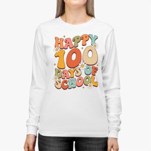 Groovy Teacher Student 100th Day Of School Happy 100 Days Longsleeve Tee 2