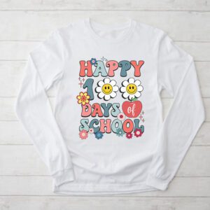 Groovy Teacher Student 100th Day Of School Happy 100 Days Longsleeve Tee
