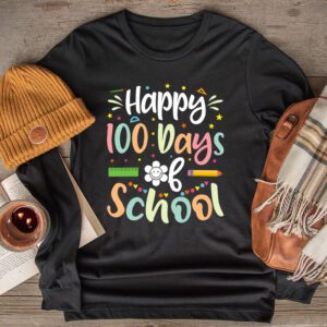 Groovy Teacher Student 100th Day Of School Happy 100 Days Longsleeve Tee