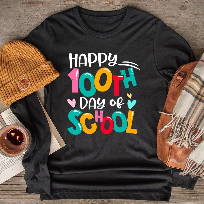 Happy-100-Days-Of-School-Funny-Teacher-Women-Kids-Gifts-Longsleeve-Tee Happy 100 Days Of School Funny Teacher Women Kids Gifts Longsleeve Tee