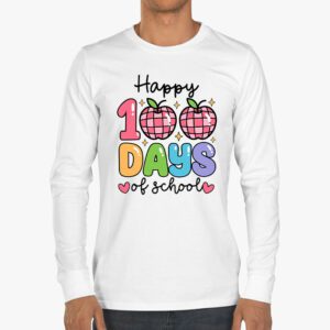 Happy 100 Days Of School Retro Disco 100th Day of School Longsleeve Tee 3 3