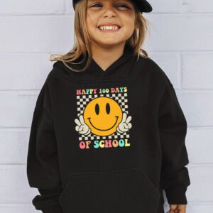 Happy 100 Days Of School Retro Groovy Teacher Student Kids Hoodie 3 4
