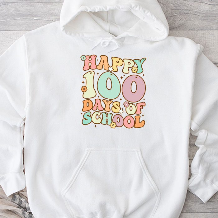 Happy 100 Days Of School Retro Groovy Teacher Student Kids Hoodie