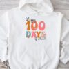 Happy 100 Days Of School Retro Groovy Teacher Student Kids Hoodie