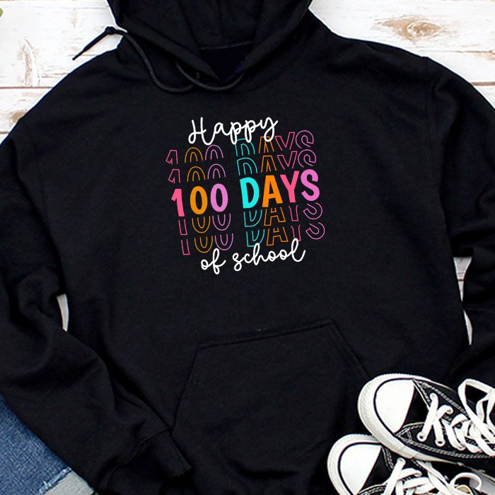 Happy 100 Days Of School Retro Groovy Teacher Student Kids Hoodie