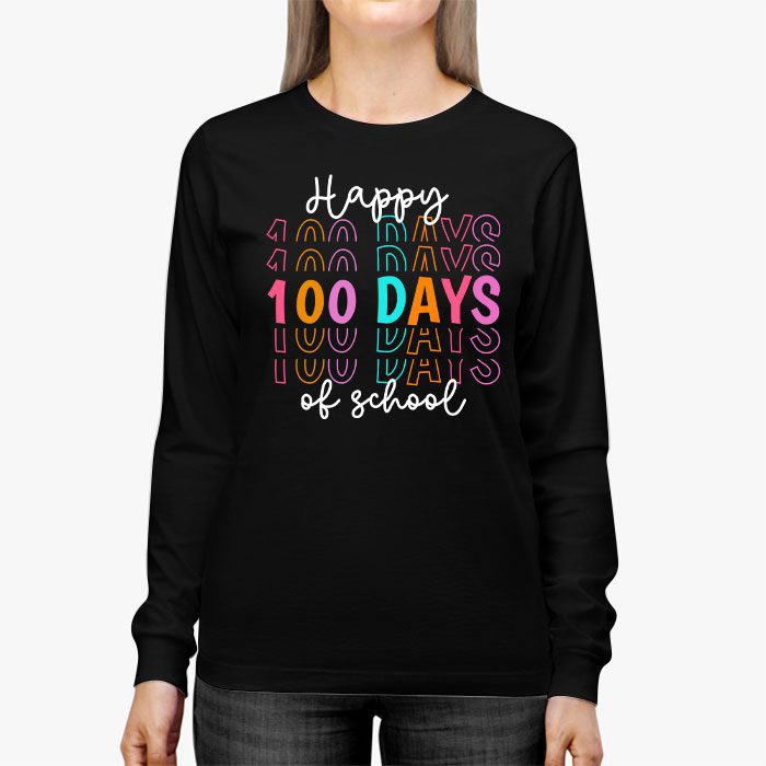 Happy-100-Days-Of-School-Retro-Groovy-Teacher-Student-Kids-Longsleeve-Tee-2 Happy 100 Days Of School Retro Groovy Teacher Student Kids Longsleeve Tee 2 3