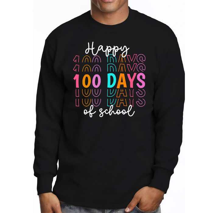 Happy-100-Days-Of-School-Retro-Groovy-Teacher-Student-Kids-Longsleeve-Tee-3 Happy 100 Days Of School Retro Groovy Teacher Student Kids Longsleeve Tee 3 3