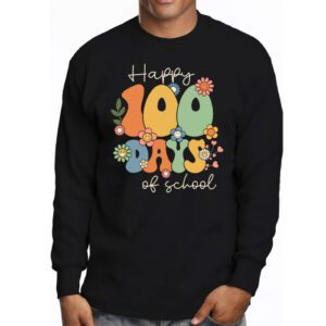 Happy 100 Days Of School Retro Groovy Teacher Student Kids Longsleeve Tee 3 Happy 100 Days Of School Retro Groovy Teacher Student Kids Longsleeve Tee 3