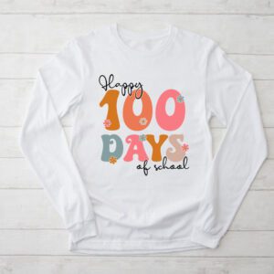 Happy 100 Days Of School Retro Groovy Teacher Student Kids Longsleeve Tee