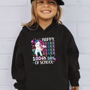 Happy 100th Day Of School Funny Unicorn Student Kids Girls Hoodie 2 2