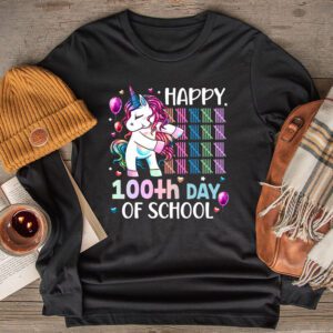 Happy 100th Day Of School Funny Unicorn Student Kids Girls Longsleeve Tee 2 2