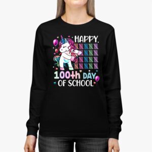 Happy 100th Day Of School Funny Unicorn Student Kids Girls Longsleeve Tee 3 2