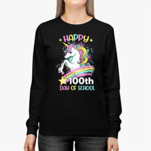 Happy 100th Day Of School Funny Unicorn Student Kids Girls Longsleeve Tee 3 3