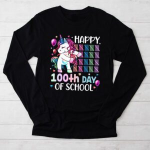 Happy 100th Day Of School Funny Unicorn Student Kids Girls Longsleeve Tee