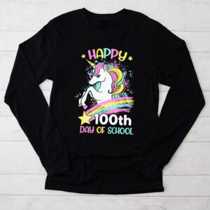 Happy 100th Day Of School Funny Unicorn Student Kids Girls Longsleeve Tee