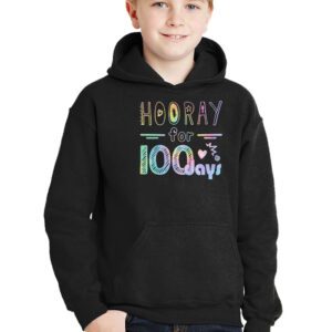 Happy 100th Day Of School Hooray For 100 Days Teachers Kids Hoodie 2 3