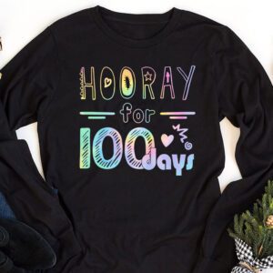 Happy 100th Day Of School Hooray For 100 Days Teachers Kids Longsleeve Tee 1 3