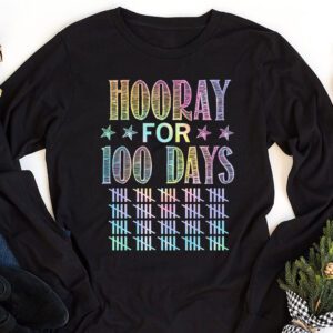 Happy 100th Day Of School Hooray For 100 Days Teachers Kids Longsleeve Tee 1 4