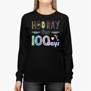 Happy 100th Day Of School Hooray For 100 Days Teachers Kids Longsleeve Tee 2 3