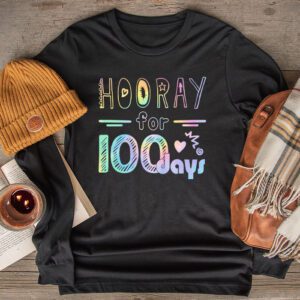 Happy 100th Day Of School Hooray For 100 Days Teachers Kids Longsleeve Tee