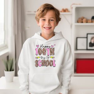 Happy 100th Day Of School Leopard print teacher student Hoodie 3 3