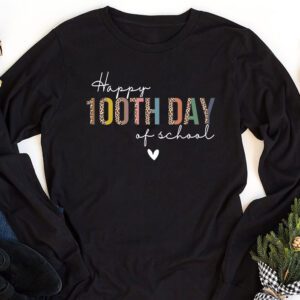 Happy 100th Day Of School Leopard print teacher student Longsleeve Tee 1 2