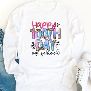 Happy 100th Day Of School Leopard print teacher student Longsleeve Tee 1 4
