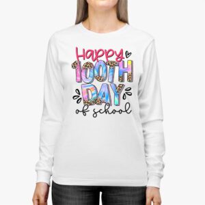 Happy 100th Day Of School Leopard print teacher student Longsleeve Tee 2 4