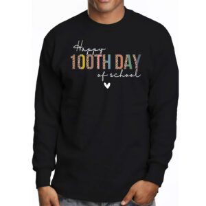 Happy 100th Day Of School Leopard print teacher student Longsleeve Tee 3 2