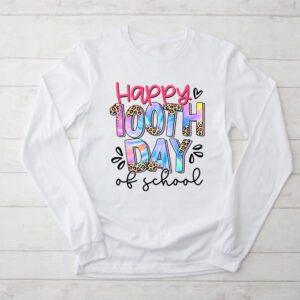 Happy 100th Day Of School Leopard print teacher student Longsleeve Tee