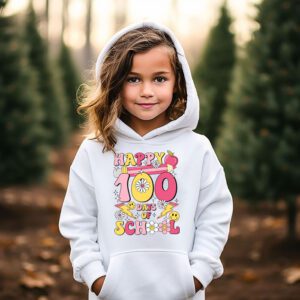 Happy 100th Day Of School Teacher Kids Retro Groovy 100 Days Hoodie 2