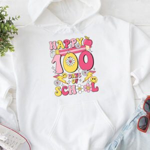 Happy 100th Day Of School Teacher Kids Retro Groovy 100 Days Hoodie