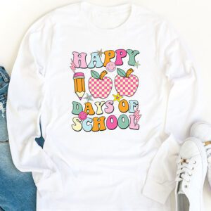 Happy 100th Day Of School Teacher Kids Retro Groovy 100 Days Longsleeve Tee 1 1