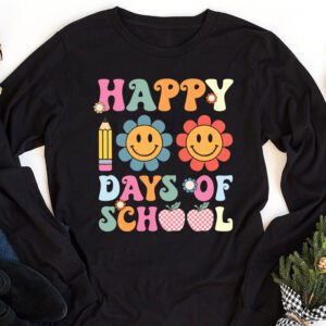 Happy 100th Day Of School Teacher Kids Retro Groovy 100 Days Longsleeve Tee 1 2