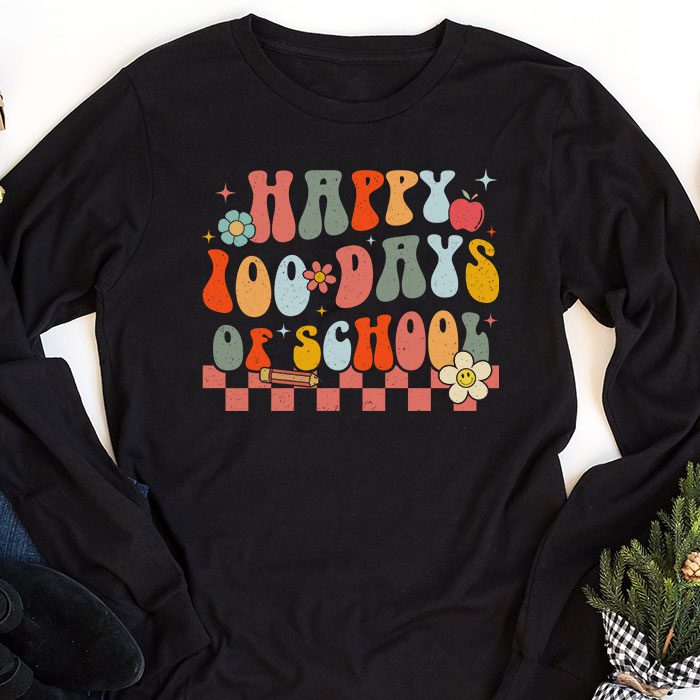 Happy-100th-Day-Of-School-Teacher-Kids-Retro-Groovy-100-Days-Longsleeve-Tee-1 Happy 100th Day Of School Teacher Kids Retro Groovy 100 Days Longsleeve Tee 1 3