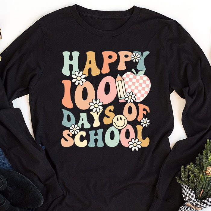 Happy-100th-Day-Of-School-Teacher-Kids-Retro-Groovy-100-Days-Longsleeve-Tee-1 Happy 100th Day Of School Teacher Kids Retro Groovy 100 Days Longsleeve Tee 1 4