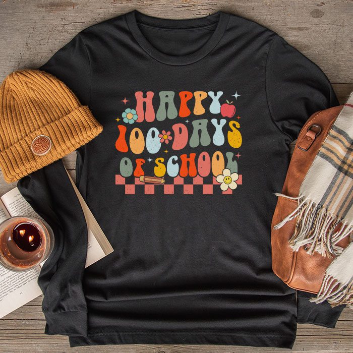 Happy-100th-Day-Of-School-Teacher-Kids-Retro-Groovy-100-Days-Longsleeve-Tee-2 Happy 100th Day Of School Teacher Kids Retro Groovy 100 Days Longsleeve Tee 2 3