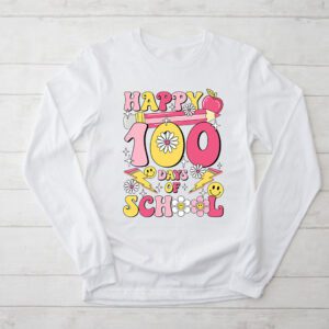 Happy 100th Day Of School Teacher Kids Retro Groovy 100 Days Longsleeve Tee 2