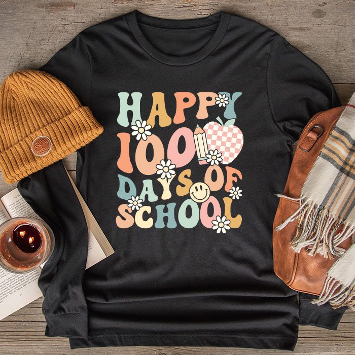 Happy-100th-Day-Of-School-Teacher-Kids-Retro-Groovy-100-Days-Longsleeve-Tee-2 Happy 100th Day Of School Teacher Kids Retro Groovy 100 Days Longsleeve Tee 2 4