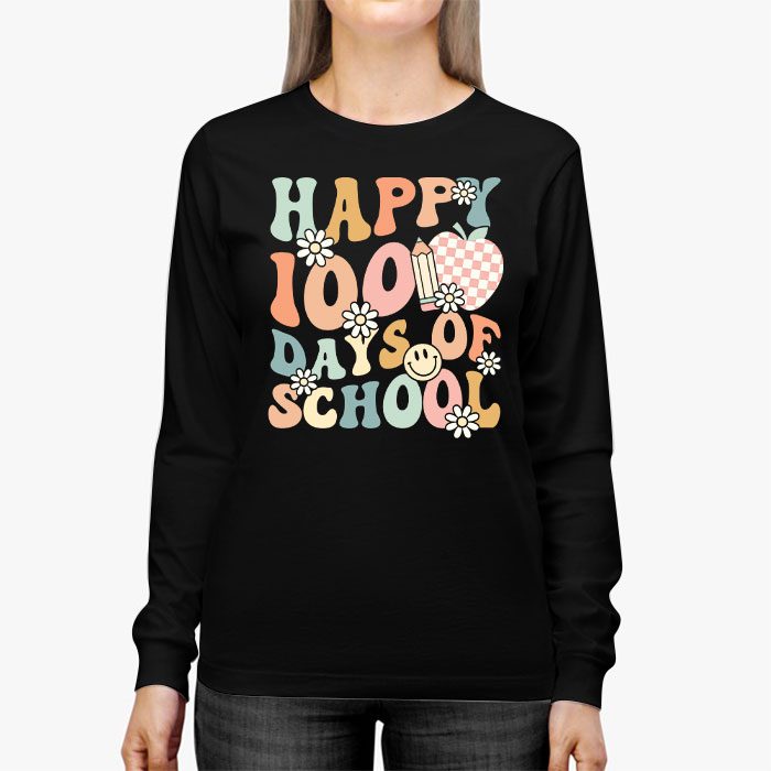 Happy-100th-Day-Of-School-Teacher-Kids-Retro-Groovy-100-Days-Longsleeve-Tee-3 Happy 100th Day Of School Teacher Kids Retro Groovy 100 Days Longsleeve Tee 3 4